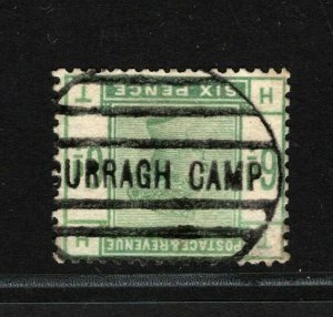 GB Ireland c1883 6d CURRAGH CAMP rubber packet RARE military postmark RED107