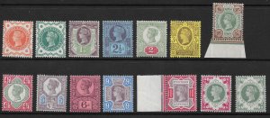 1887 Jubilee set Sg 197 - Sg 214 including both ½d and 1/- UNMOUNTED MINT/MNH