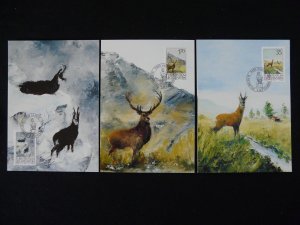 animals fauna deer chamois set of 3 maximum cards Liechtenstein 1986