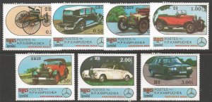 KAMPUCHEA SG720/6 1986 MERCEDES BENZ CARS MNH