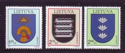 Lithuania Sc 945-7 2011 Coats of Arms stamp set mint NH