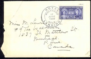 Canada Newfoundland Sc# 249 FDC (i) (>Montreal, PQ) 1939 6.17 5c Royal Visit