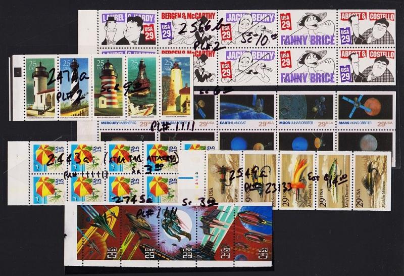 1990s 29 cent era MNH booklet pane lot of 6 different