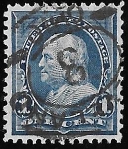 264 1 cent Superb Cancel Franklin, Deep Blue Stamp used VF