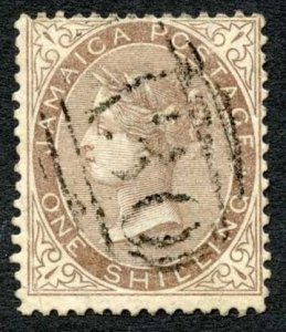 Jamaica SG6b 1/- dull brown wmk Pineapple cat 27 pounds