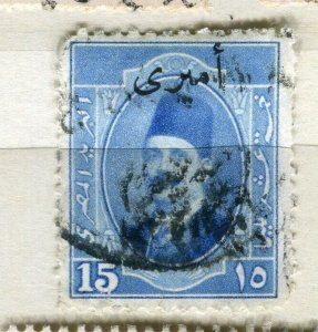 EGYPT; 1923 early OFFICIAL Optd. issue fine used 15m value