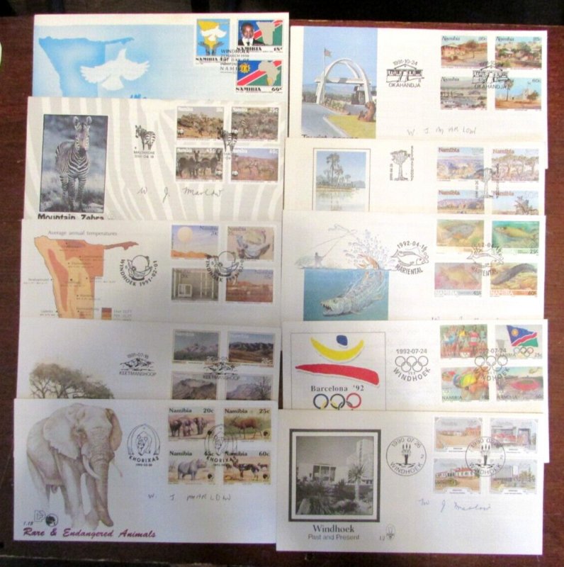 1990-1992 Assorted NAMIBIA First Day Covers  Set of 10