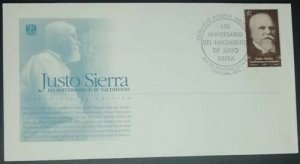 A) 1998, MEXICO, FOUNDER OF THE NATIONAL UNIVERSITY, FDC, JUSTO SIERRA BIRTH ANN 