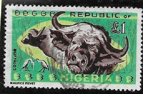 1965  Thematics -  NIGERIA  -  SG.  185  -  AFRICAN BUFFALO  - USED