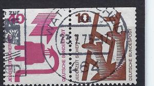 Germany Bund Scott # 1079 + 1075, used, variation se-tenant + SE top, W47