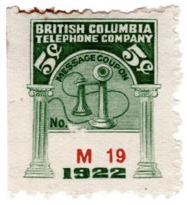 (I.B) Canada Telegraphs : British Columbia 5c (1922)