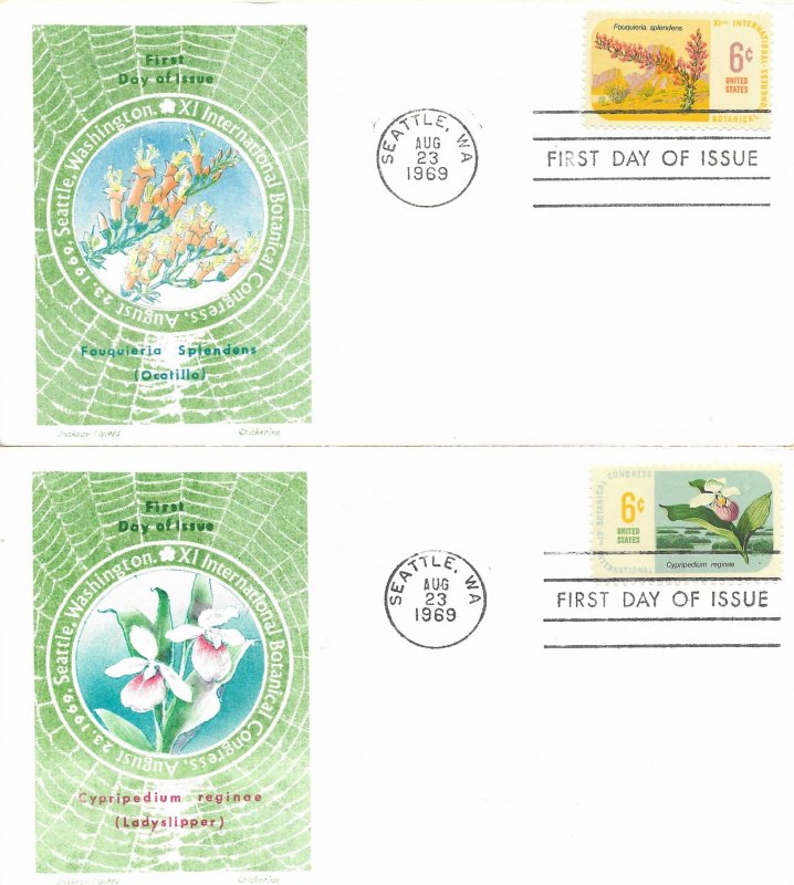 1969 FDC, #1376-1379,1379a, 6c Int'l Botanical Congress, Jackson (4)