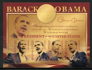 BEQUIA BARACK OBAMA 44th PRESIDENT OF THE US IMPERF SHEET  MINT NH