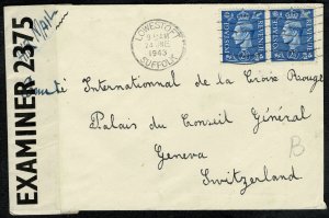 G.B.KG VI 1943 RED CROSS MESS SCHEME COVER WITH PAIR of SG 489 IN FAIR CONDITION