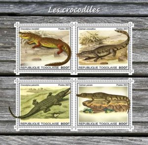 Togo - 2021 Crocodiles, Mugger, Yacare Caiman - 4 Stamp Sheet - TG210315a