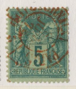 FRANCE 1878 N°75 5c SAGE OBL. cad ROUGE  JOURNAUX / PARIS / PP 5 