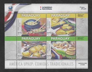 SE)2021 PARAGUAY  AMERICA UPAEP ISSUE, TRADITIONAL FOODS, MEMORY SHEET, MNH