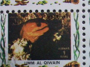 ​UMM AL QIWAIN-1973 LOVELY TROPICAL FISHES-CTO MINI SHEET VERY FINE