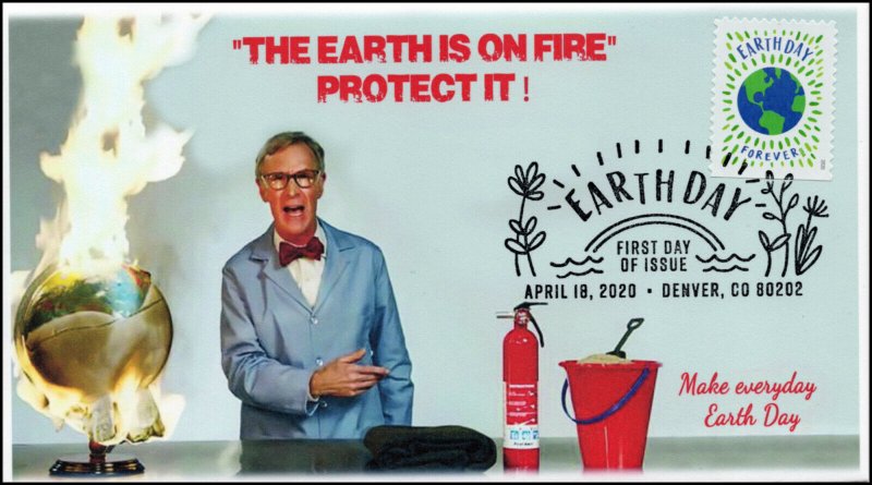 20-080, 2020, Earth Day, Pictorial Postmark, First Day Cover, Bill Nye