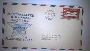 US FIRST FLIGHT COVER: 1948 PLAINVIEW TX