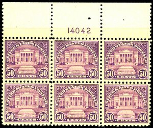 U.S. #570 MINT PL# BLOCK NH