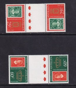 Netherlands Antilles #454-455 MNH 1980 Abdication Juliana gutter pairs