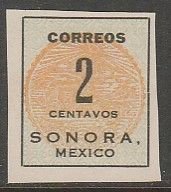 MEXICO 395, 2¢ SONORA COACH SEAL, UNUSED, NG (AS ISSUED). VF.