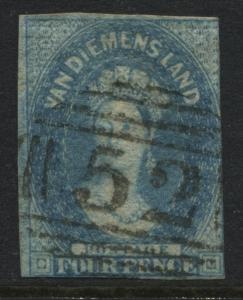 Tasmania 1857 4d blue used