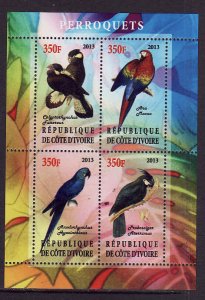 Ivory Coast-unused NH sheet of 4-Birds-2013-issue not aut