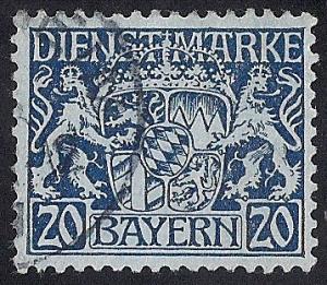 Bavaria #O13 20PF Official Coat of Arms Stamp used F-VF