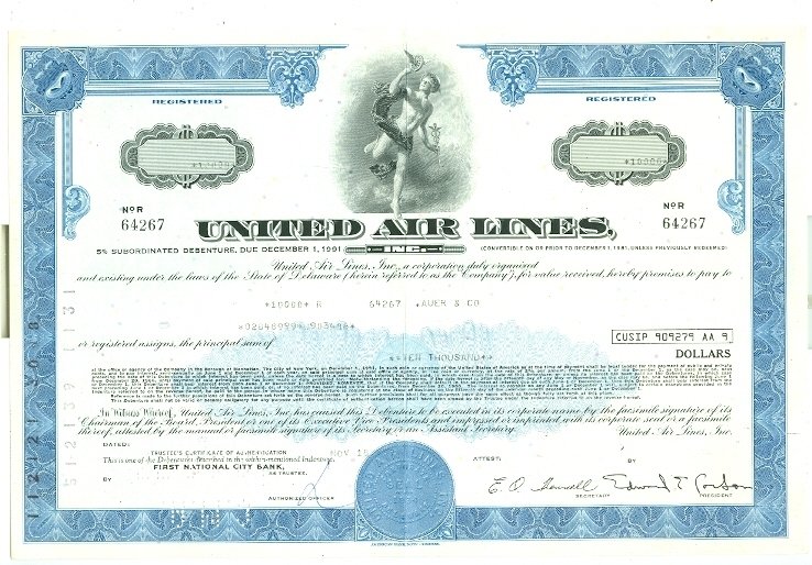 AIRLINES STOCK CERTIFICATES...LOT of (5)