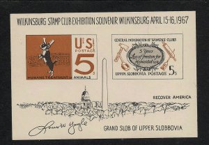 1967 Wilkinsburg Souvenir Sheet, MNH, Full Original Gum, Satirical Philately!!