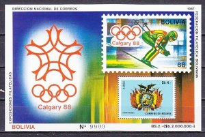 Bolivia, Michel cat. Mi cat. BL165. Calgary Olympic Skier s/sheet.