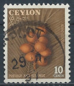 Ceylon 1954 - 10c Coconuts - SG435 used