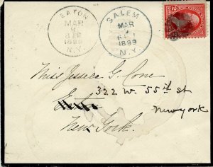 U.S. Scott 279B on 1899 Mourning Cover Sent from Salem, New York