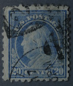 United States #476 Used 20 Cent Franklin Circle Place Cancel and Barred Ovals