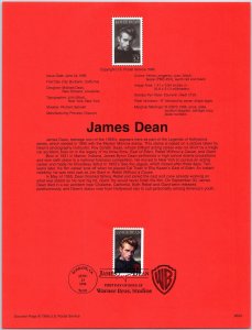 USPS SOUVENIR PAGE JAMES DEAN FAMOUS TEENAGE ICON OF THE 1950's 1996