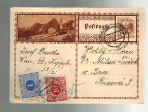 1931 Austria Postal Stationery Postard Cover to Czechsolovakia Postage Due
