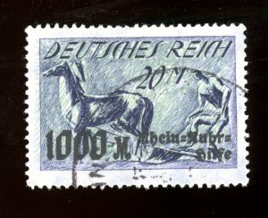 1923 Germany Scott #B7 Used Four Margin,  Farmer Plowing