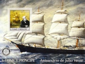 S. TOME & PRINCIPE 2004 - Jules Verne (Sailship, Rotary). MNH