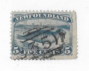 Newfoundland Sc #55  5c seal used with '235' cancel VG