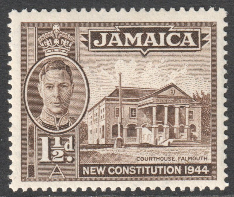 Jamaica Scott 129b - SG134a, 1945 New Constitution 1.1/2d Perf 12.1/2 x 13 MH*