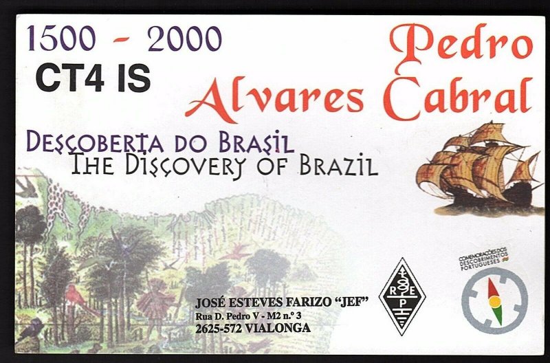 QSL QSO RADIO CARD The Discovery of Brazil,Pedro,Alvares Cabral,Jose, (Q2161)