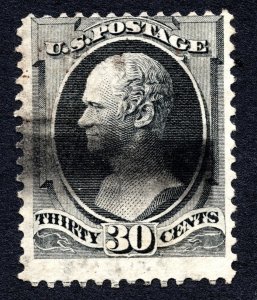 US 1873 30¢ gray black Hamilton Stamp #165  Sc. Used $130