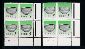 IRELAND 771 MINT NH 5p PLATE BLOCKS 4, 1A 1A INCLUDES 1 EA. DIFF.PAPERS
