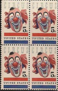 US 1309 American Circus 5c block (4 stamps) MNH 1966