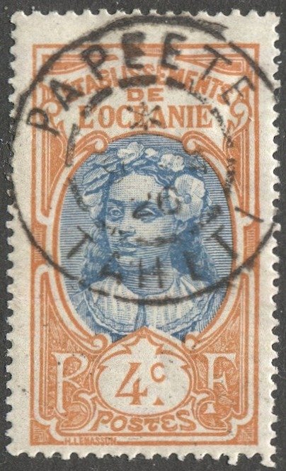 FRENCH OCEANIA  French Colonies Sc 23 Used F-VF, PAPEETE Tahiti cancel