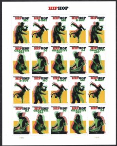 United States #5480-5483 (55¢) Hip-Hop (2020). Mini-sheet of 20 stamps. MNH