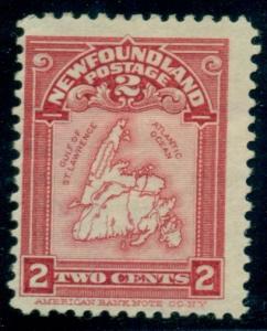 NEWFOUNDLAND #86 2c rose carmine, map, og, LH, Scott $47.50