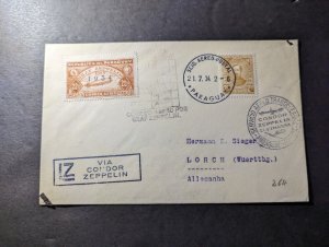 1934 Paraguay Airmail LZ 127 Graf Zeppelin Cover to Lorch Wurtt Germany